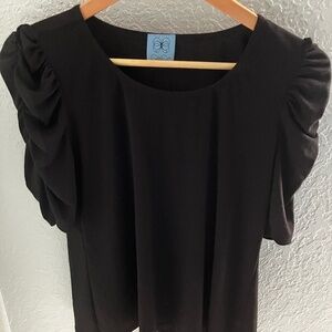 Cece Women's Black Puff Sleeve Ruched Top - Size XS